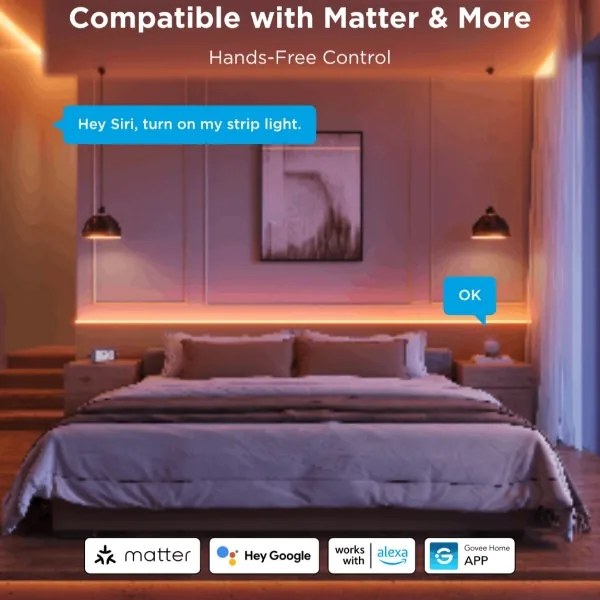 Govee - LED RGBICW Striscia dimmerabile COB 3780 diodi 3m Wi-Fi Matter