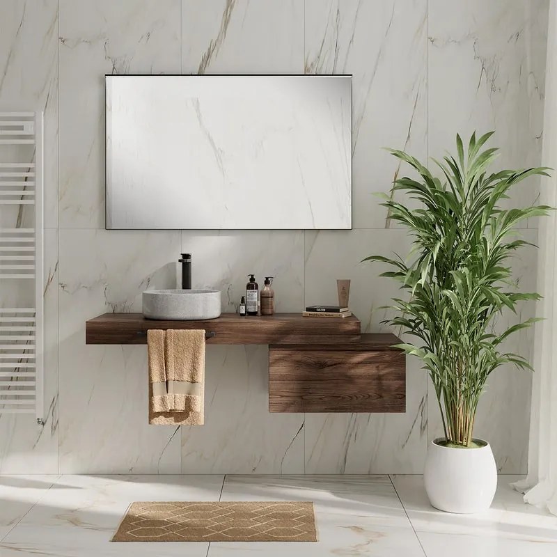 Specchio con illuminazione integrata bagno rettangolare Lumea L 60 x H 75 x P 4 cm nero