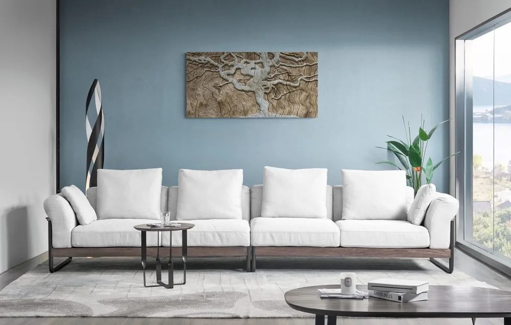 Quadro su tela – Albero astratto su legno in tonalità beige
