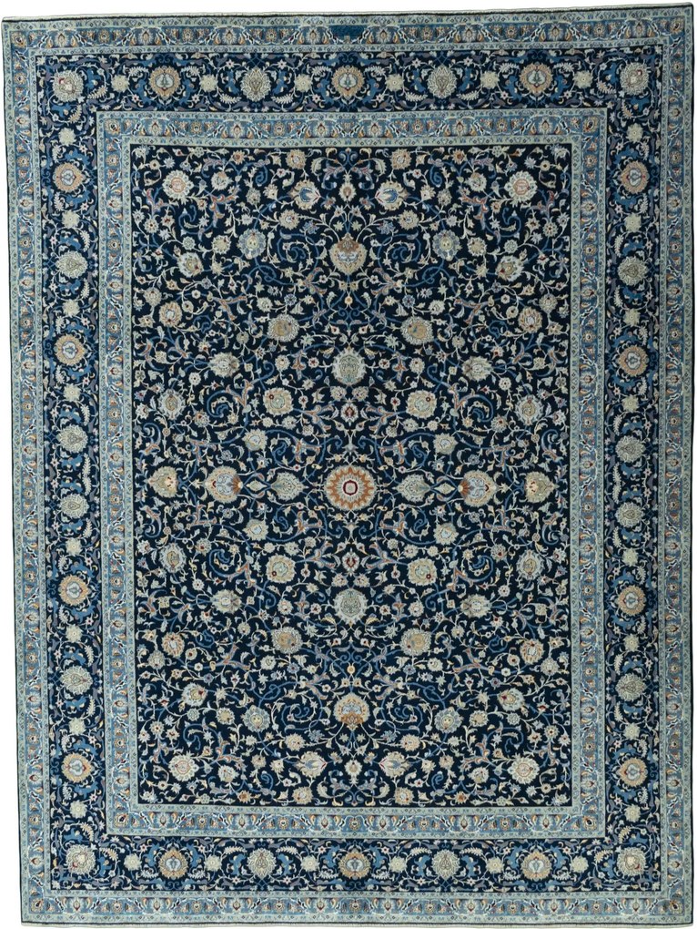 Kashan Tappeto persiano 410 x 310 Blu (Iran) Annodato A Mano