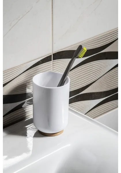 Aqualine - Porta spazzolino SNOW bianco/bambù