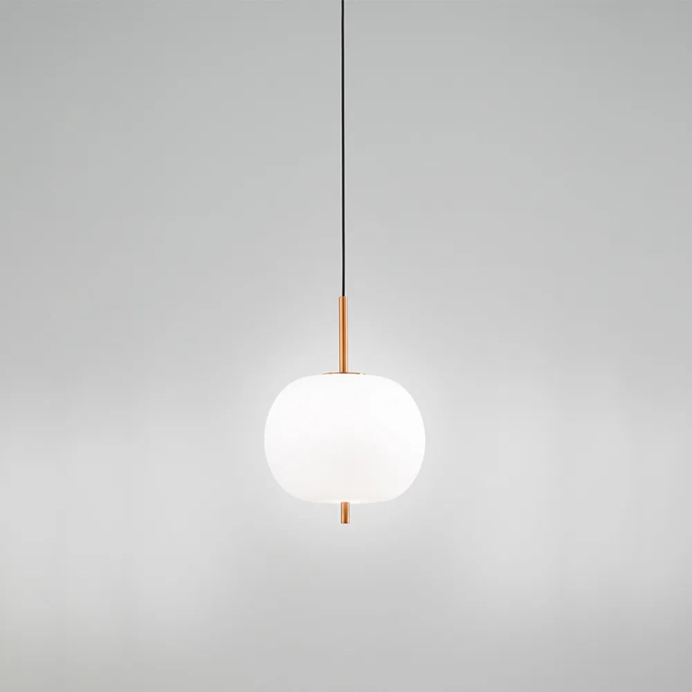 Sospensione Contemporanea Cirro Metallo Oro Vetro Bianco Led 18W 3000K