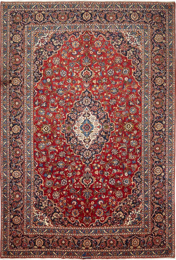 Kashan Tappeto 270 x 400 Rosso (Iran) Annodato A Mano