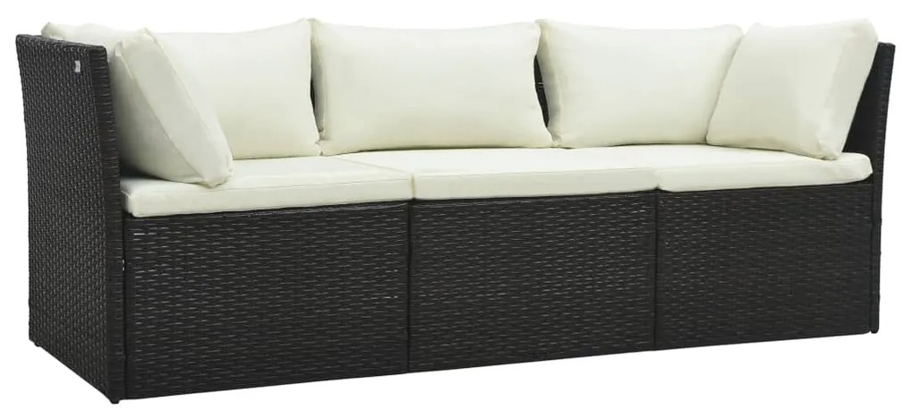 Set divani da giardino 4 pz con cuscini in polyrattan marrone