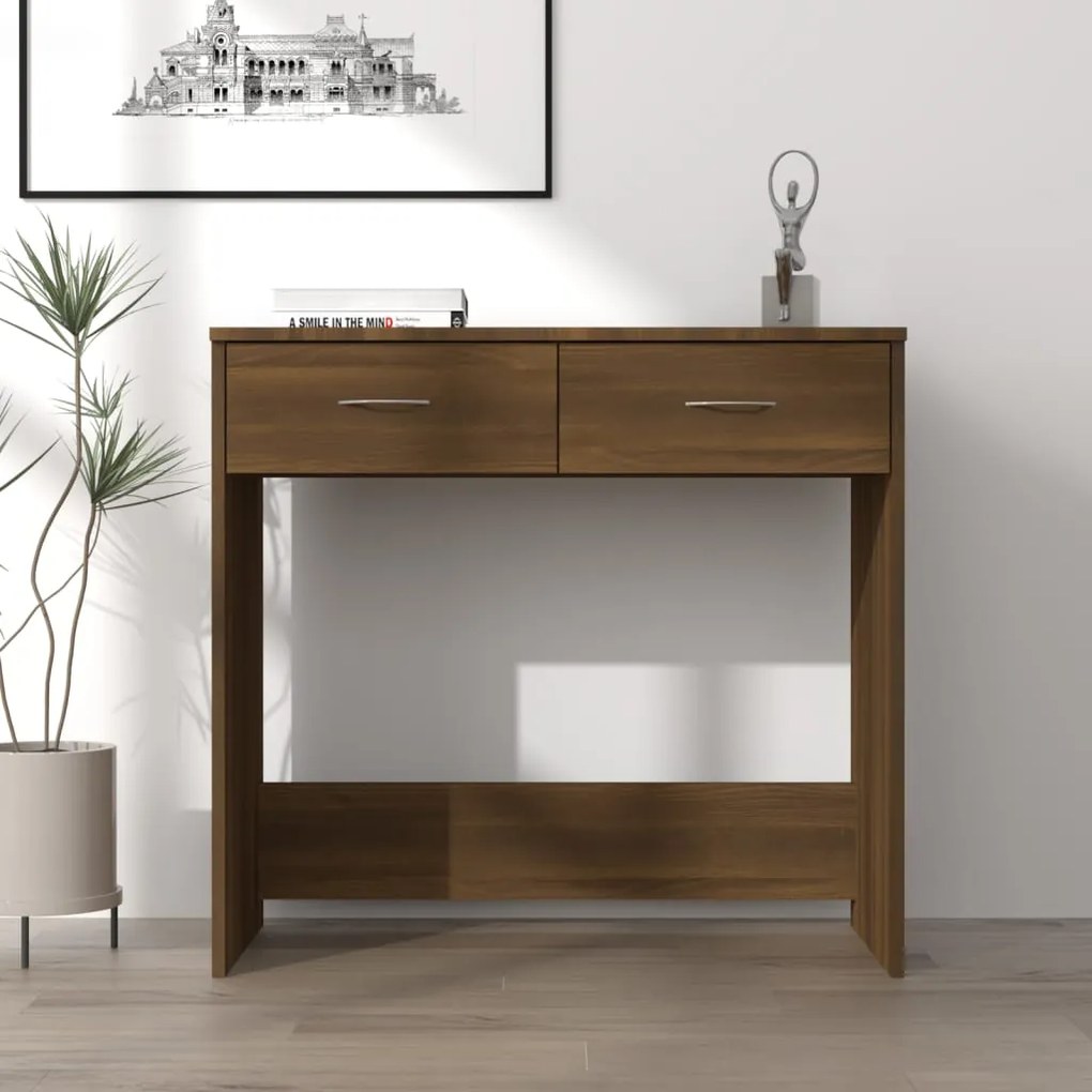 Scrivania Rovere Marrone 80x40x75 Cm İn Legno Multistrato /
