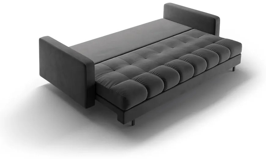 Divano grigio scuro allungabile/con contenitore con rivestimento in velluto 222 cm Bali – Cosmopolitan Design