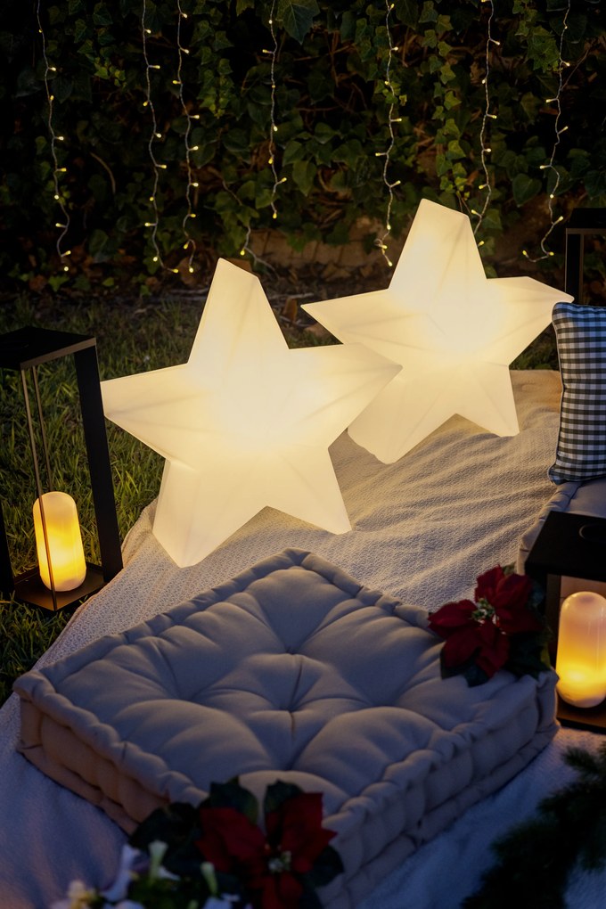 Lampada da terra a forma di stella di Natale bianca 60 cm con LED RGBW ricaricabile - Nova