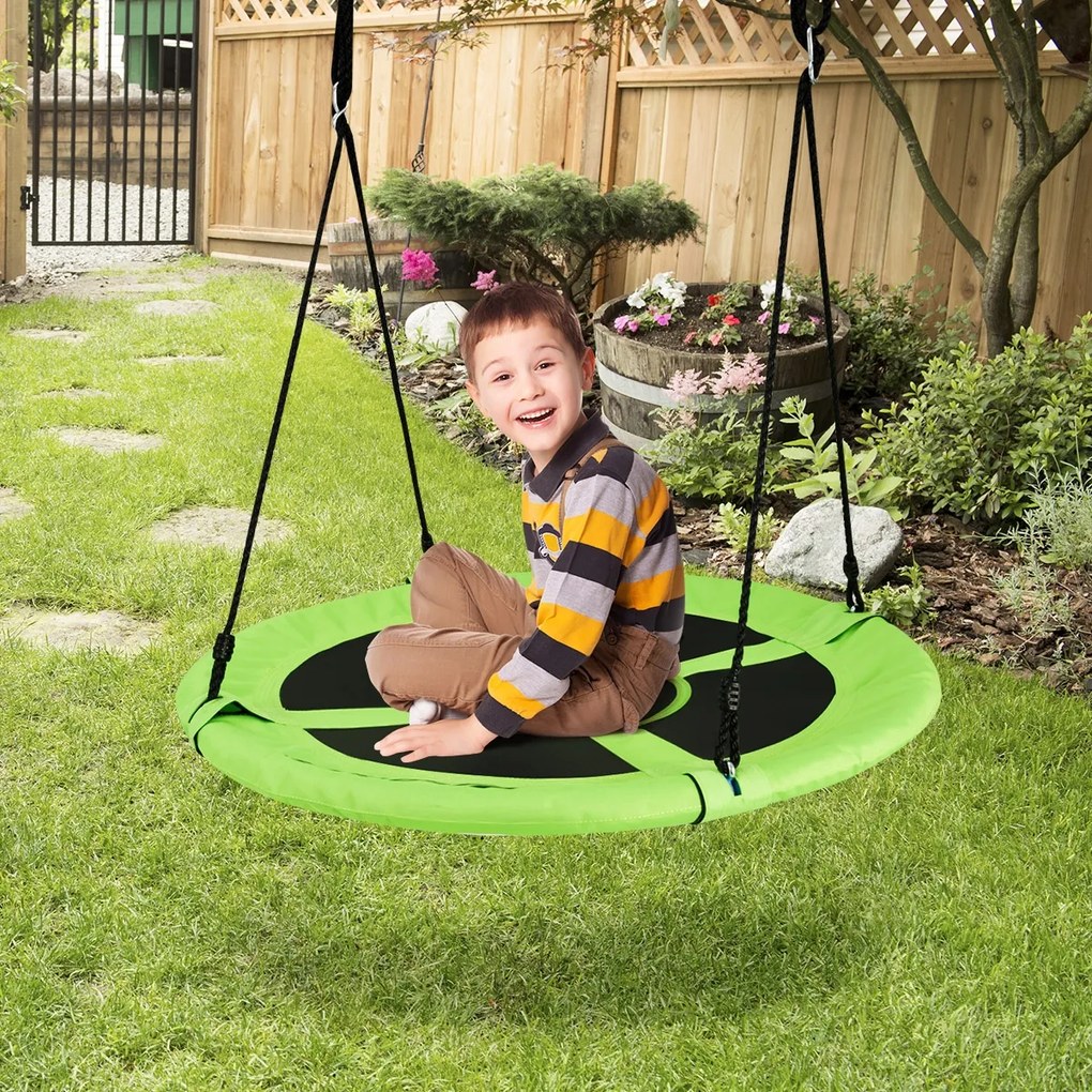 Costway Altalena a nido per bambini in tessuto da giardino, Nido Altalena da appendere 100CM 150KG, Verde