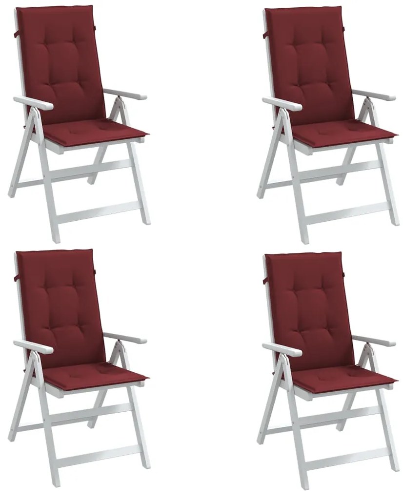 Cuscini Sedia Schiena Alta 4 Rosso Vino Mélange 120x50x4 Cm /