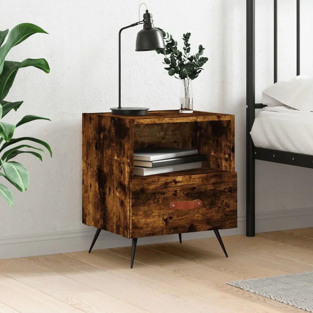 Comodino Rovere Fumo 40x35x47,5 Cm İn Legno Multistrato /