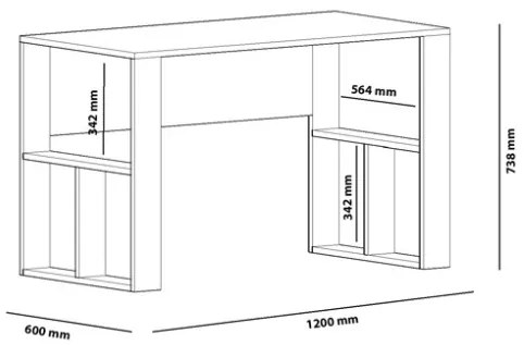 Scrivania Moderna 120x60x74 Con Ripiani Laterali Breeze Antracite E Noce