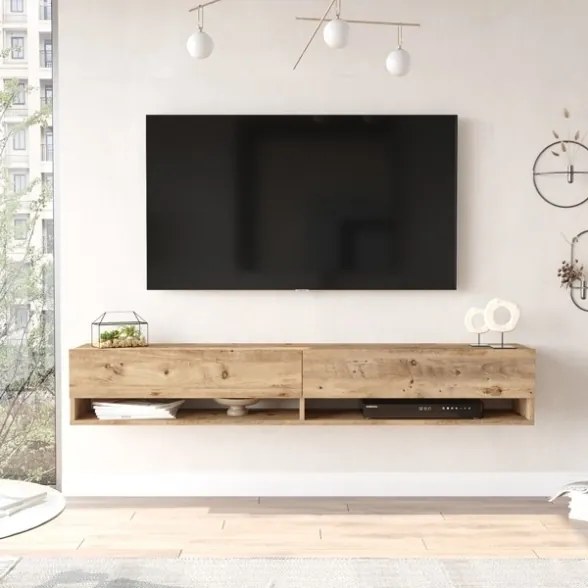 Mobile Tv Sospeso 180x32x30 Effetto Legno Rovere Evolution