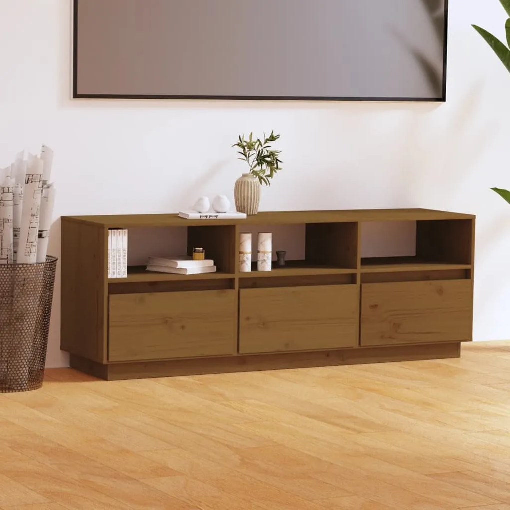 Mobile Porta Tv Ambra 140x37x50 Cm İn Legno Massello Di Pino /