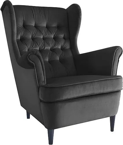 Poltrona Harry in velluto nero - Blu19