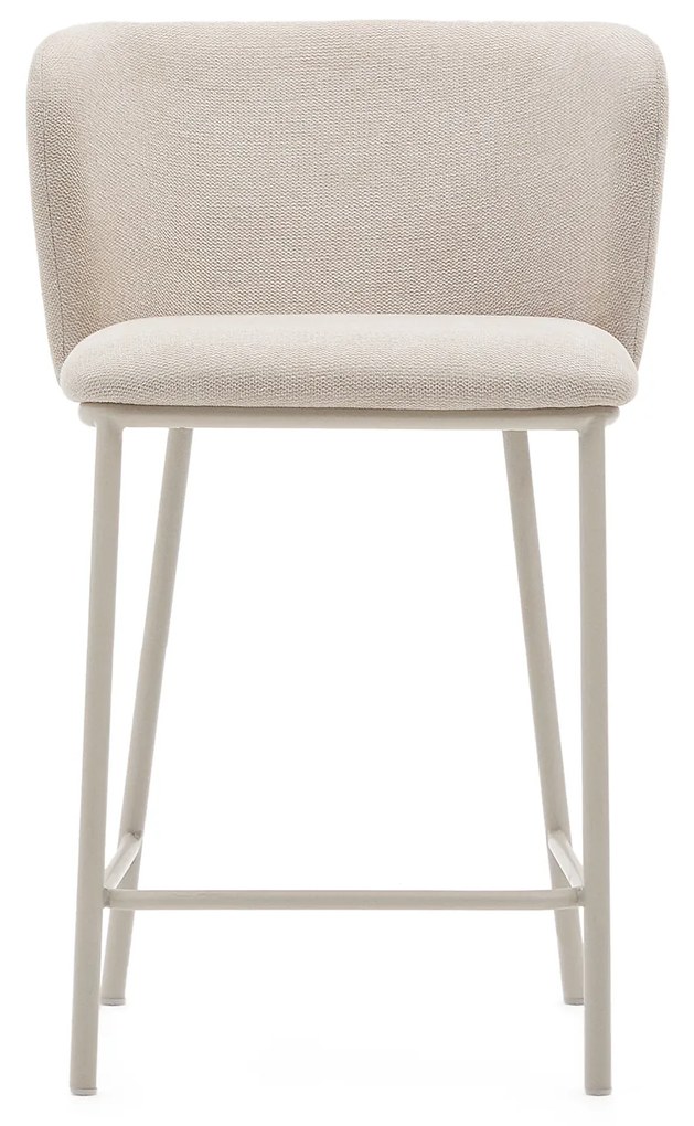 Kave Home - Sgabello Ciselia in ciniglia beige e acciaio beige altezza 65 cm FSC Mix Credit