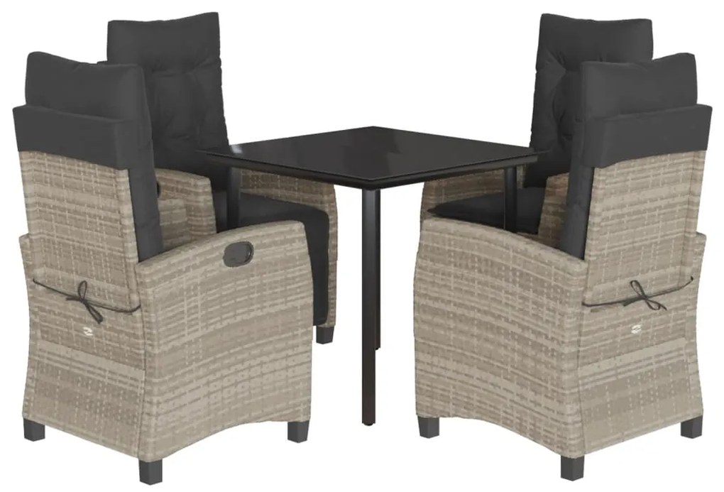 Set pranzo da giardino 5pz con cuscini grigio chiaro polyrattan