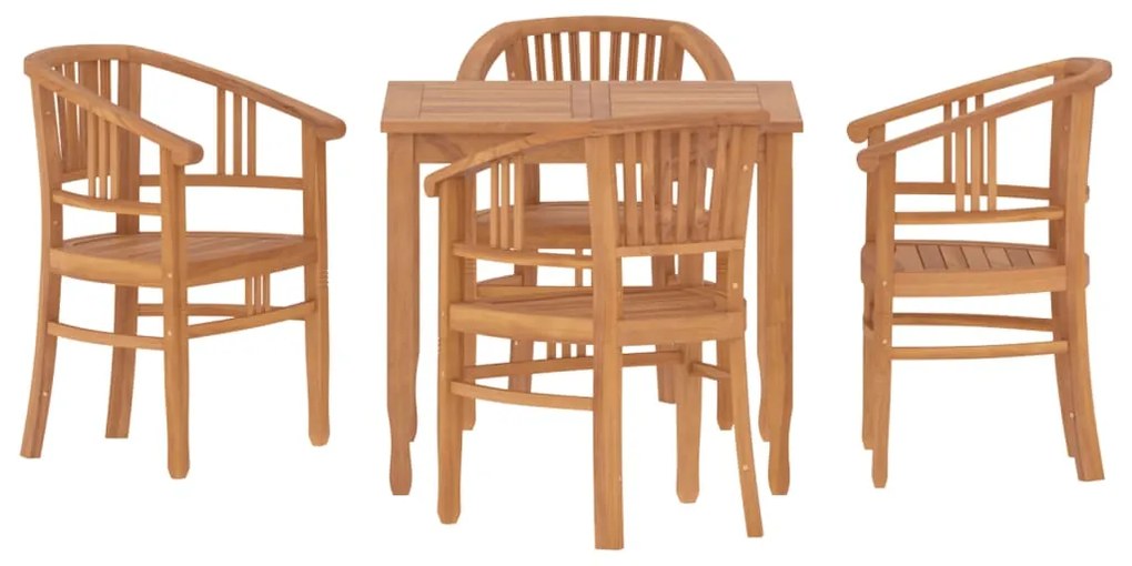 Set da pranzo per giardino 5 pz in legno massello di teak