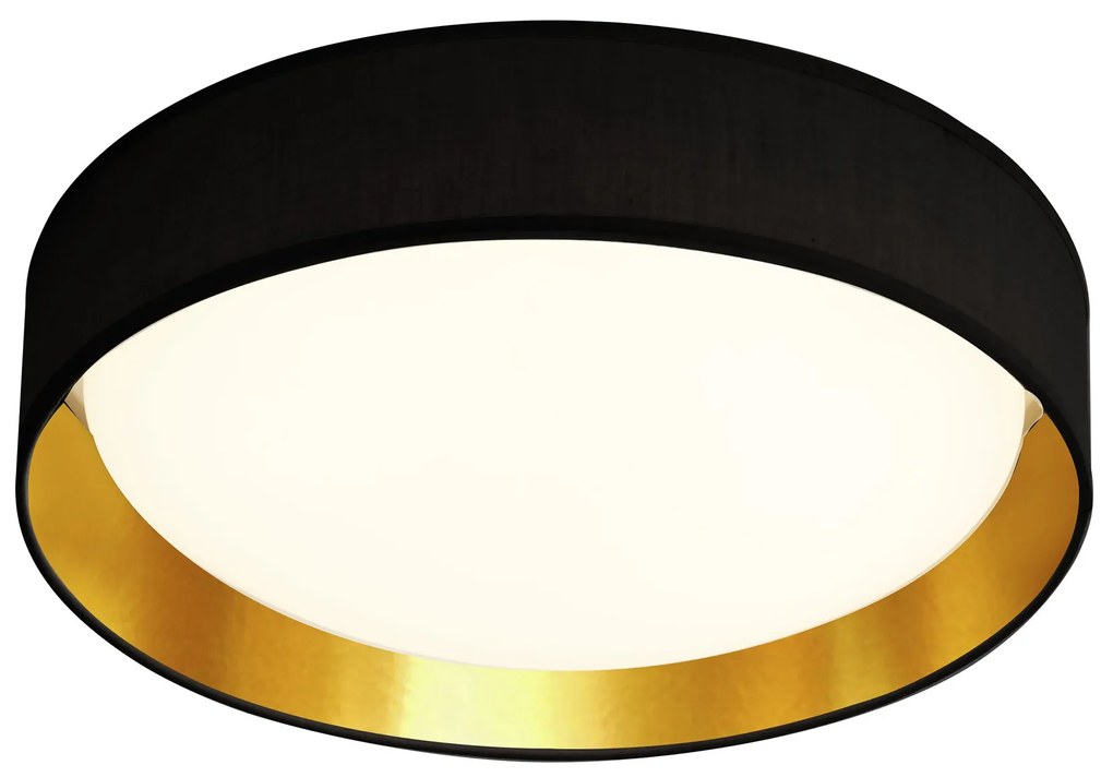 Plafoniera Contemporanea Gianna Acciaio Nero Tessuto Oro Led 25W 3000K