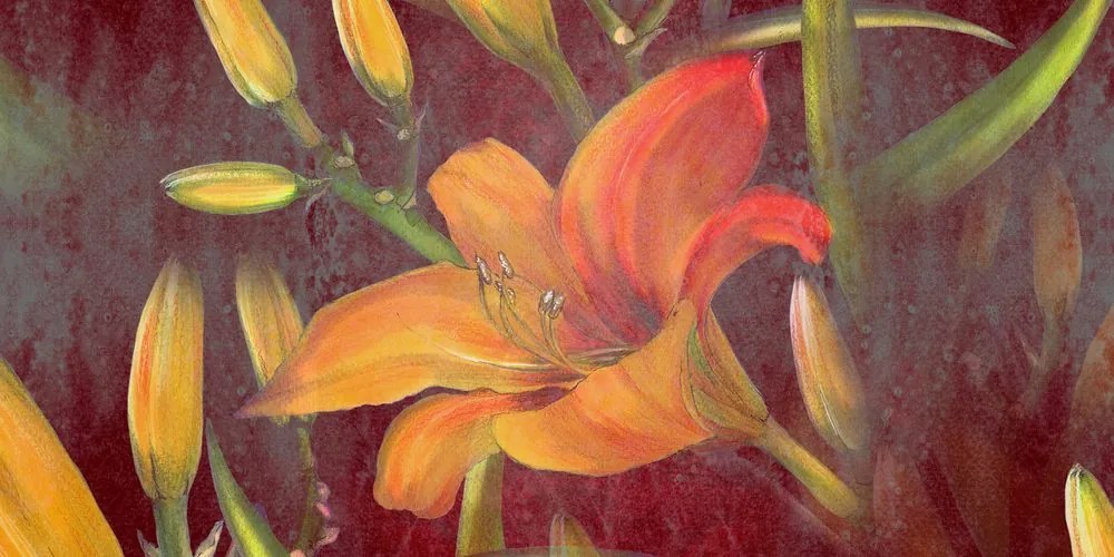 Stampa su tela – Fioritura di giglio arancione