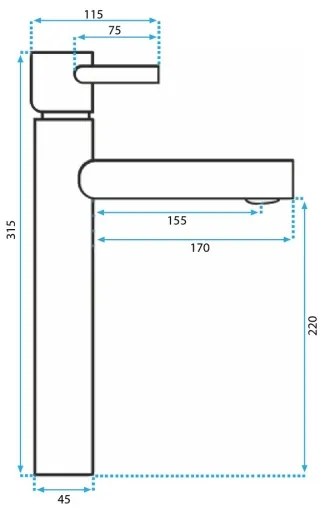 REA-B0229 - Miscelatore per lavabo TESS 31,5 cm nero