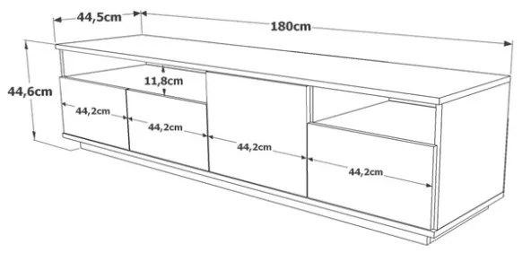 Mobile Porta Tv Da Terra 180x45x45 Bianco E Rovere Con Vani Force