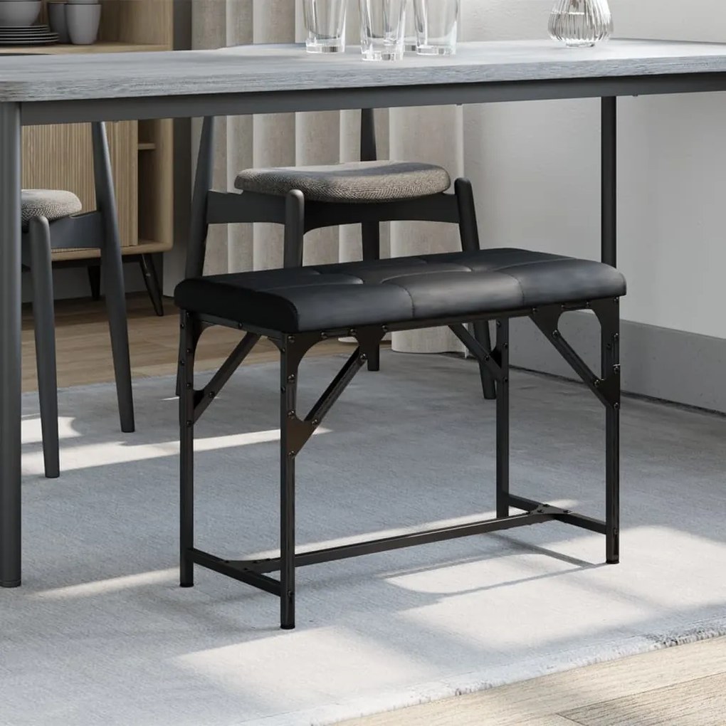 Panca Da Pranzo Nera 62x32x45 Cm İn Acciaio E Similpelle /