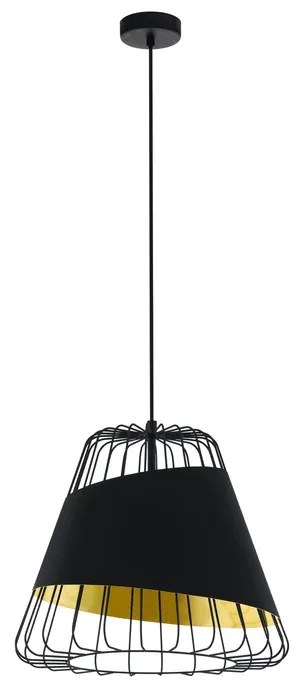 Lampadario Glamour Austell nero paralume nero E27 Ø43cm EGLO