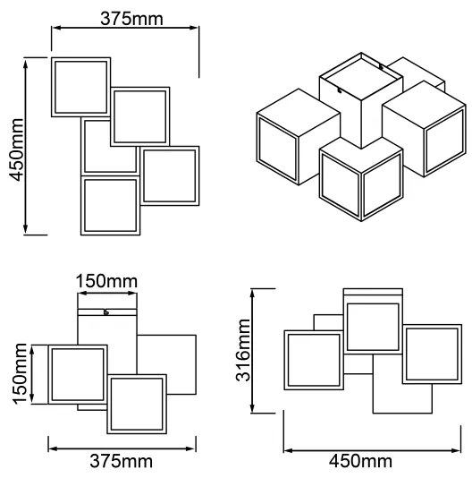 Brilliant - Plafoniera LED CUBIX 5xLED/7,6W/230V 3000K bianco