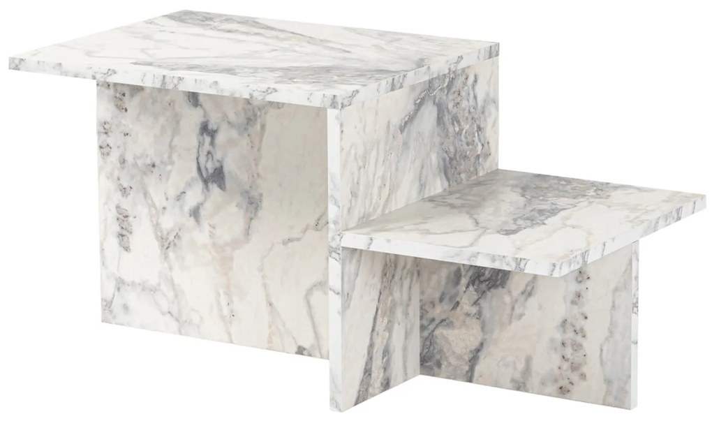 Tavolino da salotto due livelli marmo 80x40x40 cm