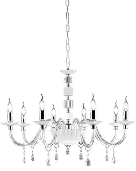 Lampadario sospeso LIVIA D85 cm in vetro e cristallo Bianco 12 luci