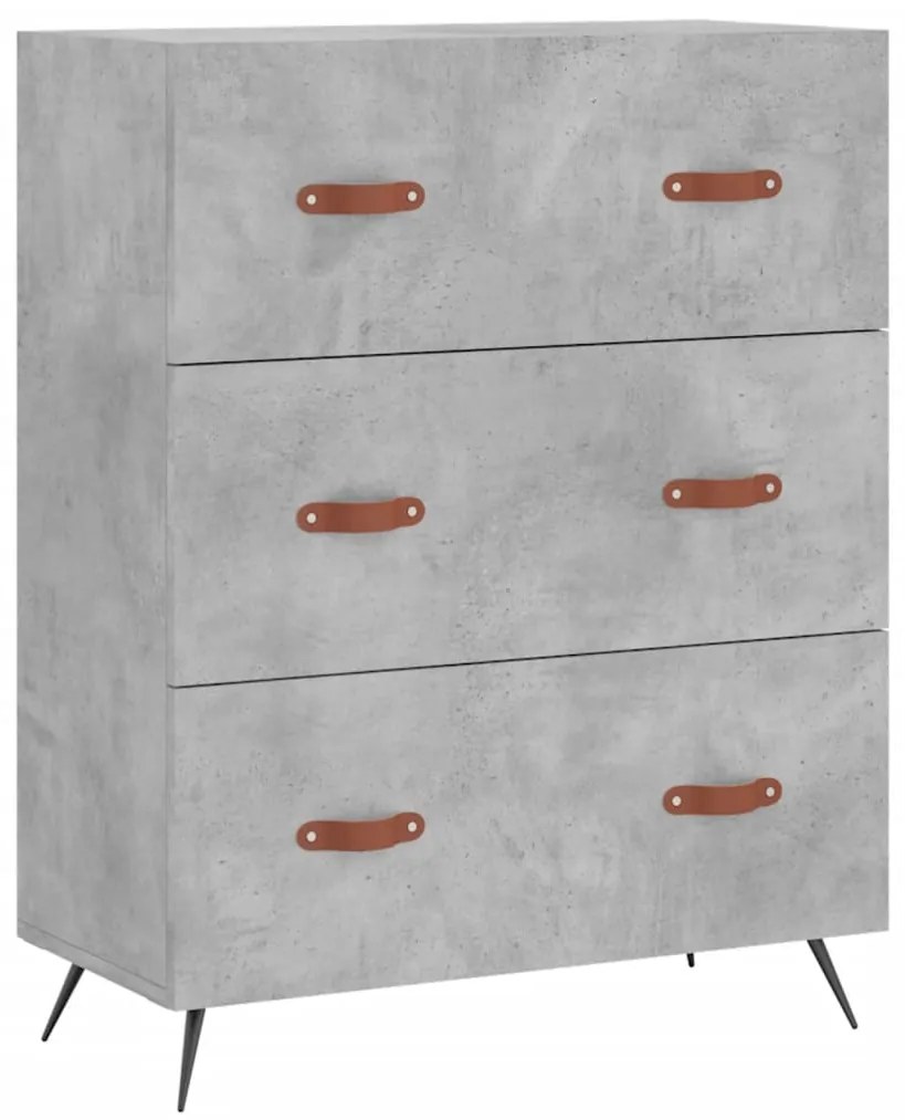 Credenza Grigio Cemento 69,5x34x180 cm in Legno Multistrato