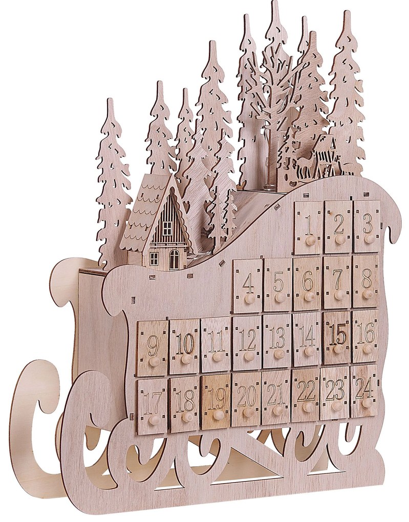Calendario avvento LED legno chiaro IMPALA Beliani