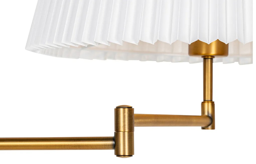 Lampada da terra in bronzo con paralume plissettato bianco e braccio regolabile - Ladas Deluxe