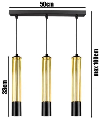 Lampadario a sospensione con filo PRESCOT 3xGU10/40W/230V oro