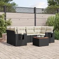 Set Divani da Giardino con Cuscini 7pz Nero Polyrattancod mxl 112926