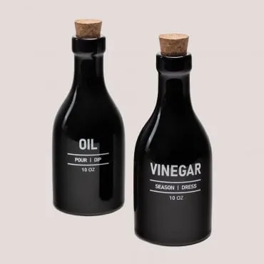 Oliera e porta aceto di ceramica Yorts Nero - Sklum