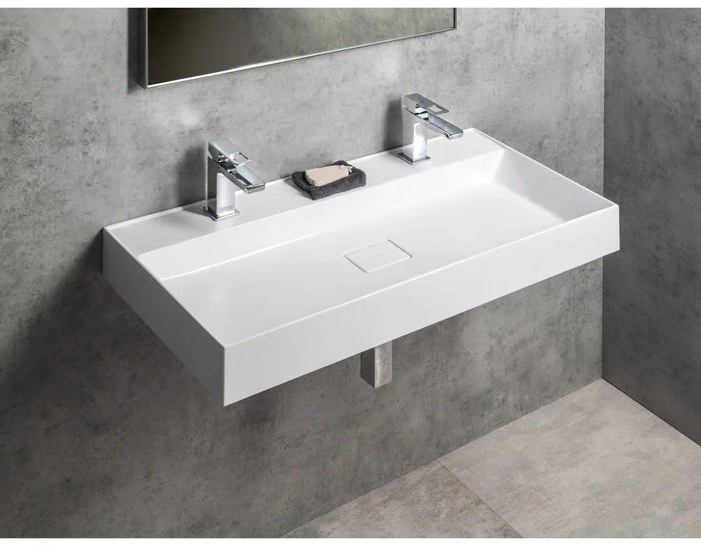 Doppio lavabo bianco in composito minerale 96x44 cm Godiva – Sapho