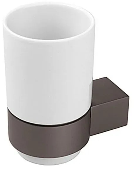 Bicchiere porta spazzolini a muro in alluminio grigio dal design moderno