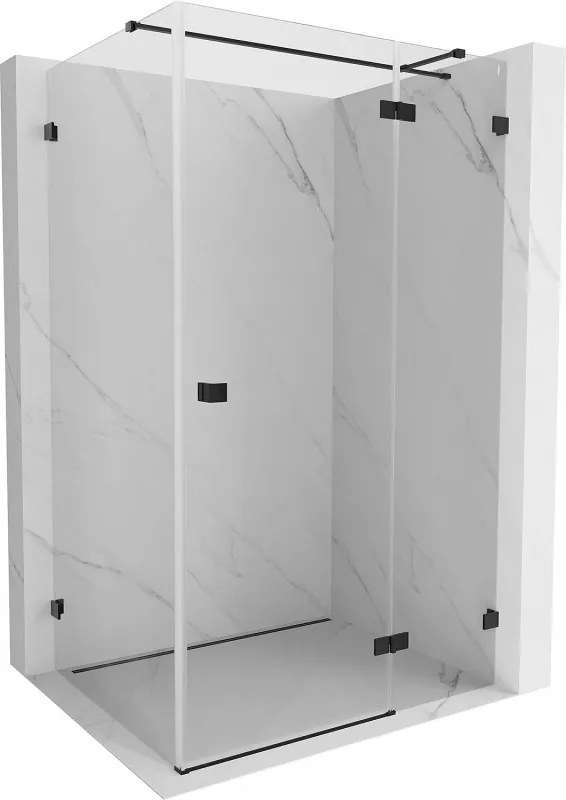 Mexen Lunar T cabina doccia battente destra 130 x 120 cm, trasparente, nera - 834T-130-120-70-00-P