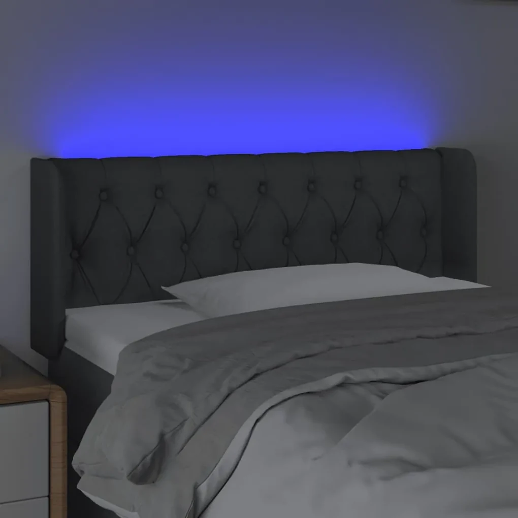 Testiera a led grigio scuro 93x16x78/88 cm in tessuto