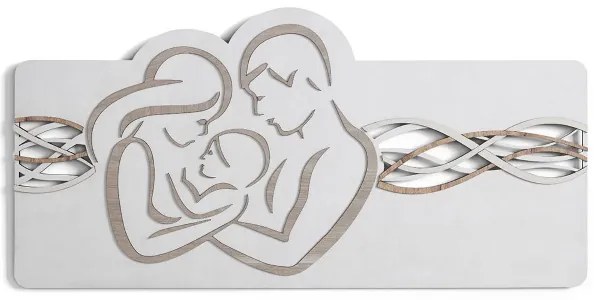 Capezzale quadro 59x119 cm legno laminato Sacra Famiglia Bianco