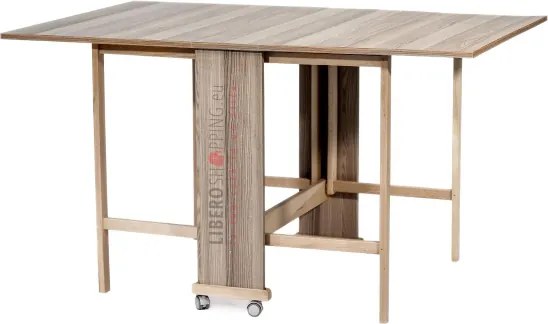 Tavolo richiudibile legno formica con ruote 140x90 cm GIORGIA Larice Grigio