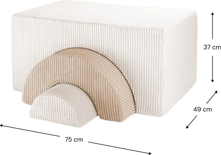 Gioco per psicomotricità color crema in velluto a coste 3 pz altezza totale 37 cm 75x49 cm Rainbow Montessori – Wigiwama