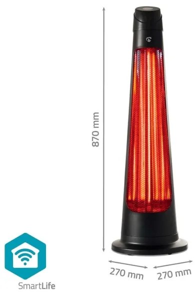 Nedis HTPA21BKW - Elemento riscaldante per esterni SmartLife 600/1200W/230V Wi-Fi Tuya IP24