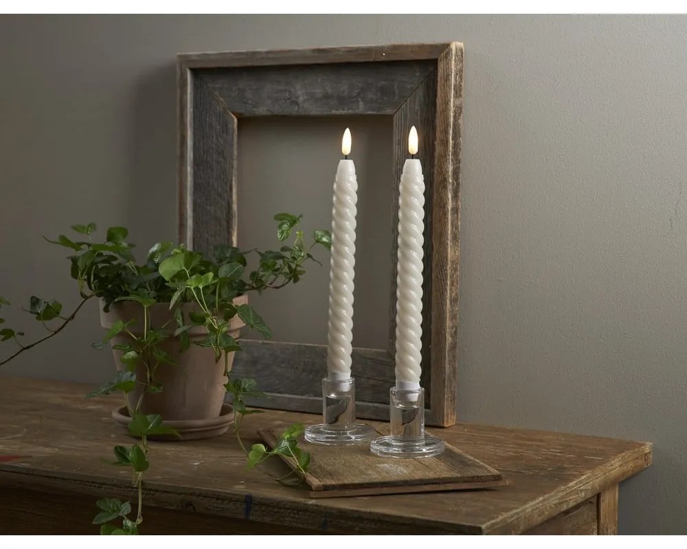 Set di 2 candele LED in cera beige, altezza 25 cm Flamme Swirl Antique - Star Trading