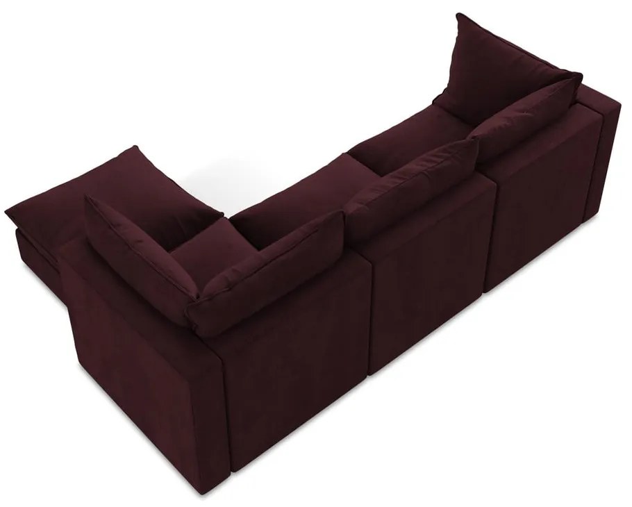 Divano angolare burgundy (con penisola a destra/con chaise lounge) Manao – Makamii