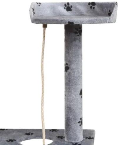 Albero per Gatti Tiragraffi Sisal 150 cm Zampe Stampate Grigio