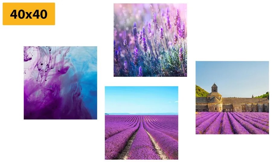 Set di quadri – Lavanda con astrazione