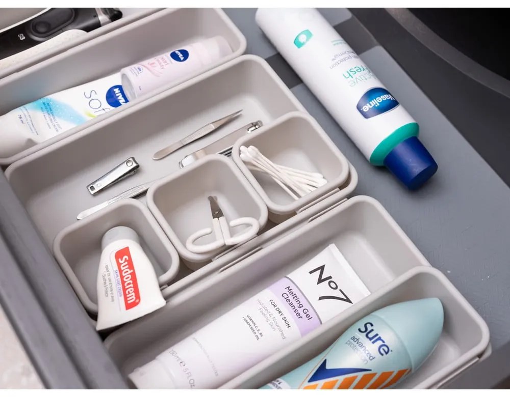 Set di 8 organizzatori per cassetti in plastica grigi - Addis