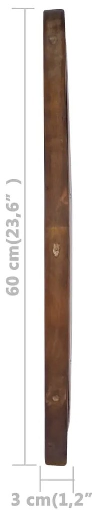 Specchio da Parete 60 cm in Legno di Teak Rotondo